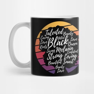 Black History Month Afro Word Art Strong Black Women Mug